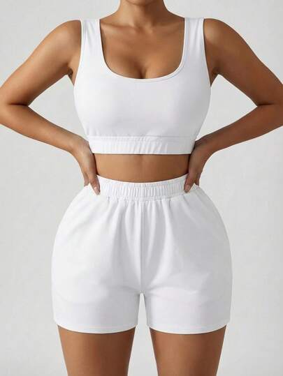 Set 2 pzs deportivo mujer short sin bolsillo y top, conjunto gym entrenamiento, ropa fitness, yoga, running, workout, ropa activa, ejercicio, cómodo, transpirable, ajuste perfecto, ropa deportiva, conjunto para deporte, outfit gimnasio, entrenamiento funcional, uso diario.