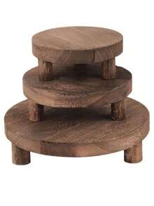 3 Rustic Wooden Display Stands And Cake Stands, Ideal For Home Kitchens, Bedrooms, Birthday Parties, Festive Gatherings And Home Decor - Multicolor - View 6