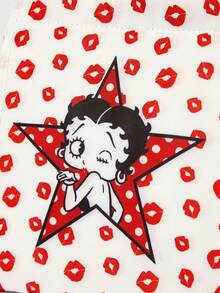 Betty Boop x SHEIN 美式復古星星印花便攜保溫袋 - 紅白色 - 查看 4