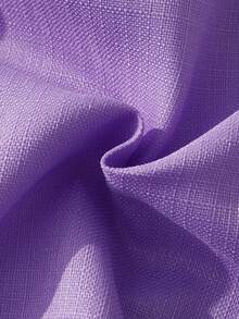 SHEIN 1pc Girls' Baby Purple Summer Family Matching Back-To-School Stripe Collared Waist-Cinched Mid-Length Short Sleeve Pleated Dress With Waist Belt - Purple - View 4