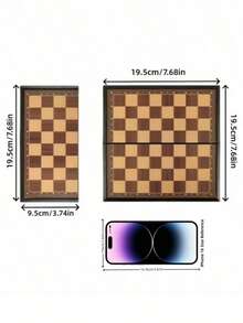 专业折叠式国际象棋棋盘套装，精美礼盒包装，便携式桌面游戏，适用于跳棋和国际象棋策略，可模拟33种不同场景。 - 彩色 - 查看 4
