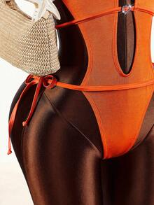 Amplova Bộ jumpsuit nữ kiểu Y2K hở lưng cổ yếm, khoét hông, gợi cảm và phá cách, thích hợp mặc đi nghỉ mát, thời trang và quyến rũ. - trái cam - Xem 6