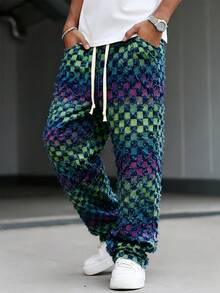 Manfinity EMRG American Checkered Denim Jeans With Tassels - Multicolor - View 7