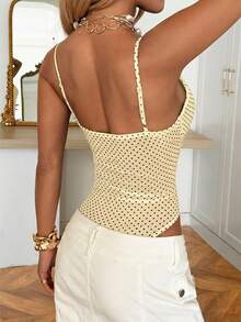 SHEIN EZwear Apricot Polka Dot Mesh Camisole - Apricot - View 2