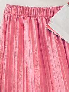 Girls Back To School Floral Wide Leg T-Shirt Pants /Set All-Over Print High Soft Cotton Round Neck - Pink - View 4
