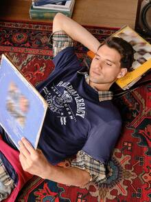 VeloEdit Áo thun nam tay ngắn cổ tròn in họa tiết, kiểu dáng thường ngày - Nhiều màu - Xem 7