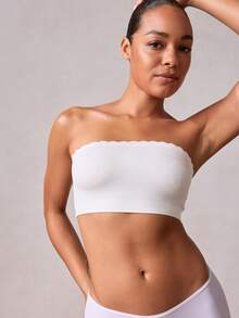 Veilyse Sujetador sin tirantes para mujer, sujetador bandeau sin costuras, casual & cómodo, sujetador sin aros con borde de volantes elásticos, bralette sin relleno, top tubo sin espalda suave, ropa interior de estilo versátil, ajuste sin aros suave & cómodo, adecuado para uso diario, sujetador invisible, sujetador de boda para verano - Blanco - Ver 7