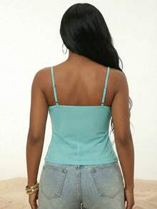 Radiana Damen Große Größen Spitzen Twist Trägerhemd, sexy vielseitig tragbar für Dates - Blau - Übersicht 5