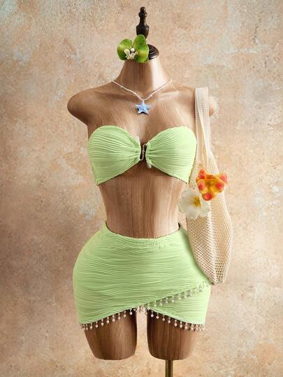 Mistrie Women's Sexy Resort Metal Decor 2 Pieces Set