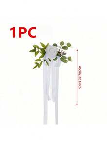 1/2/4/6/8/12 Peças Flores Artificiais Eucalipto Fitas Decoração de Cadeira de Igreja, Corredor de Casamento, Recepção Branco Verde Reutilizável para Cerimônia de Casamento, Banquete - Branco - Visão 12