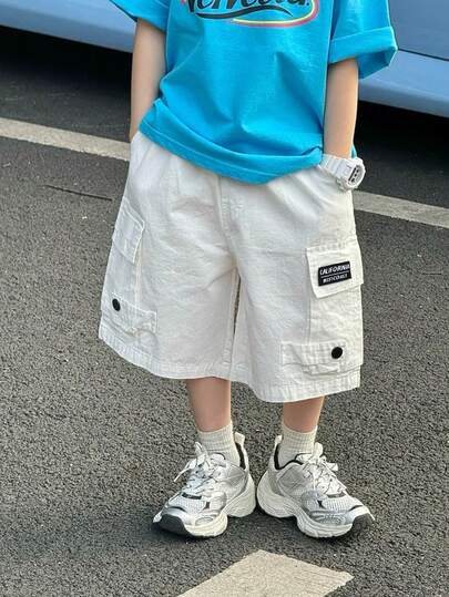 1 chiếc quần short cargo rộng rãi, thoải mái, thời trang, đa năng dành cho bé trai, thích hợp cho mùa xuân/hè, mặc hàng ngày, chơi thể thao, đi chơi, đến trường, tụ họp, lễ hội, biểu diễn và chụp ảnh.