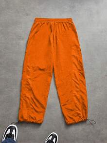 Sport MetroGents Men's Elastic Waist Drawstring Casual Versatile Daily Sports Pants, Gym - Orange - View 2