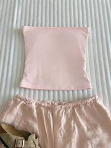Hàng mới về bán chạy: Áo croptop kiểu dáng nữ tính tươi tắn với họa tiết hoa và chữ, cổ yếm, thiết kế không dây, đa năng, thích hợp mặc hàng ngày cho mùa xuân và mùa hè. - Nhiều màu - Xem 2