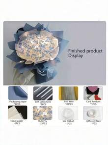 SHEIN DIY蝴蝶花束手工套装 - 手工花卉礼品，不含灯饰，非常适合创意项目 - 彩色 - 查看 11