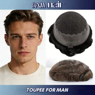 Tóc giả cao cấp dành cho nam giới sử dụng hàng ngày - Chiều dài tóc ngắn 15cm, đế lưới ren Q6 thoáng khí 8*10, đáy ren siêu thoáng khí thoải mái, tóc giả tự nhiên, vô hình, chân thực dành cho nam giới, tóc mềm mại và vừa vặn chắc chắn, phụ kiện thay thế tóc lý tưởng hàng ngày cho nam giới bị rụng tóc.