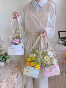 1 3 5 Pieces Clear Transparent Flower Carrier Box Bouquet Packaging Box DIY Floral Arranging Gift Box Desktop Home Decor For Birthday Wedding Valentine Mother Day Gift - Multicolor - View 1