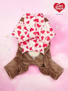 Care Bears X PETSIN 1 bộ quần áo cho thú cưng, thêu hình gấu bông trái tim màu nâu, bộ áo liền quần dày dặn ấm áp cho bốn chân, có vòng chữ D để dễ dàng mang vào, thích hợp cho mèo và chó vào mùa thu đông. - màu nâu - Xem 6