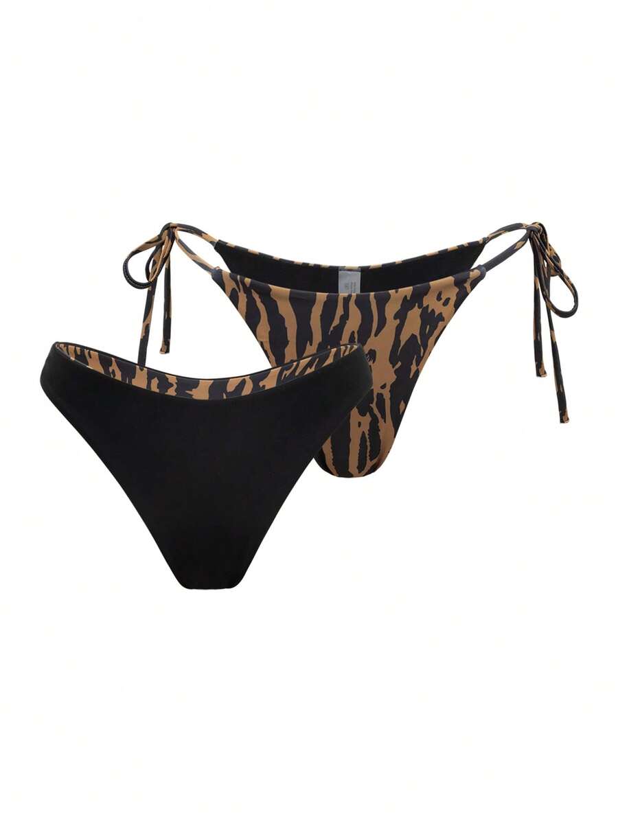 Swim Vcay 2件装女士性感沙滩度假印花侧系带比基尼泳裤 - 彩色 - 查看 1