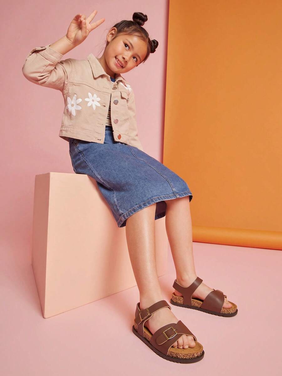 Mini mi #ComfortLite Kids' Soft Footbed Buckled Strap Sandals - Coffee Brown - View 1
