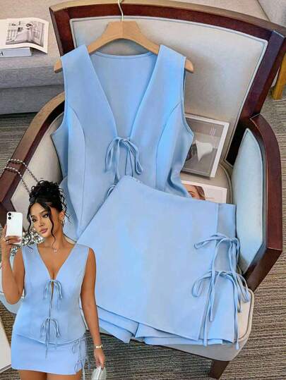 GlowEve CURVE Bộ 2 chiếc/Bộ áo không tay và quần short màu trơn thường ngày cỡ lớn, thích hợp mặc hàng ngày và đi làm