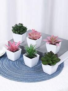1 chậu/bộ 6 cây xương rồng mini nhân tạo, thích hợp trang trí phòng khách, bàn ăn, bệ cửa sổ, bàn học, quà tặng Ngày của Mẹ, trang trí tiệc cưới. - Nhiều màu - Xem 8