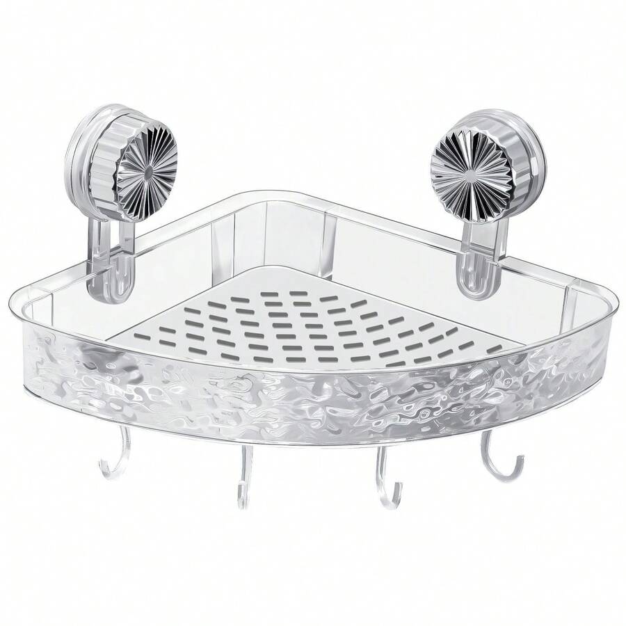 Corrugated Suction Cup Storage Rack Triangle Suction Cup Shower Rack Wall-Mounted Storage Rack With Super Suction Transparent Angle Rack Suitable For Bathroom, Kitchen, Glass - Multicolor - View 1