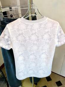 Resyla Women's Casual Faux Lace Print T-Shirt, Summer - Multicolor - View 2