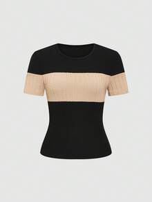 Women's Casual Daily Commute Textured Fabric Short Sleeve T-Shirt, Summer - Multicolor - View 3