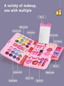 SHEIN 1pc Children's Playhouse Cosmetics Set, Girls' Makeup Box, Princess Handbag, Performance Dressing Supplies, Lipstick, Eye Shadow, Gift Box, Girls' Birthday Gift - Makeup Set - View 6
