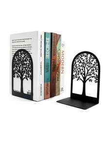 Metal Bookends, Tree Of Life Desk Metal Bookends, Book Storage Rack, Minimalist Desk Bookshelf, Student Combination Desk Organizer, Multi-Functional Desk Decor Rack, Best Birthday Gift For Office, Desk Bookends For Home Office, Gift For Book Lovers, Office Desk Iron Bookshelf, Bookshelf, Reading Rack - Multicolor - View 3