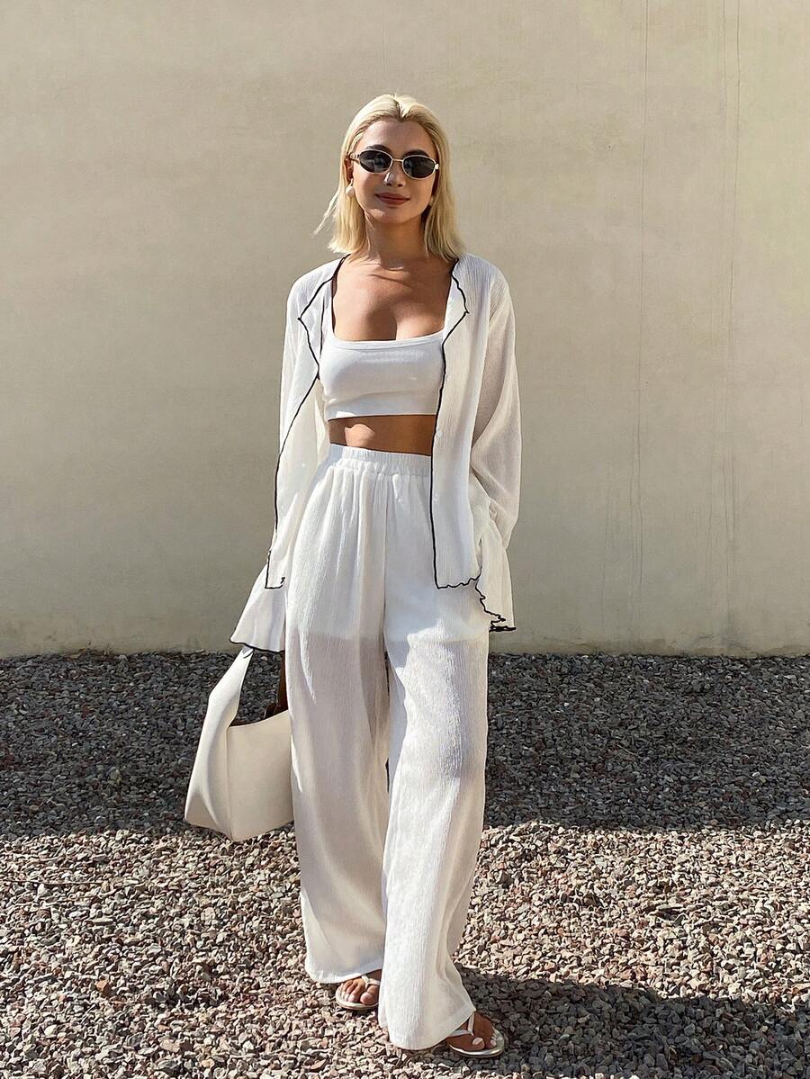DAZY Black & White Patchwork Loose 2 Pieces Set For Women, Spring/Summer Lounge Sets For Women - Black and White - View 1