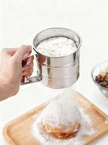 1PC Stainless Steel Handheld Flour Sieve, Baking Sugar Powder Filtering Tool - Silver - View 8