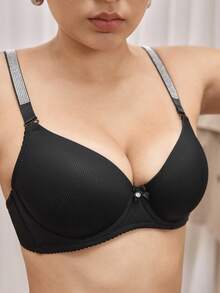 Bralution Áo ngực tôn tạo với nút thắt nơ và dây buộc - màu đen - Xem 1