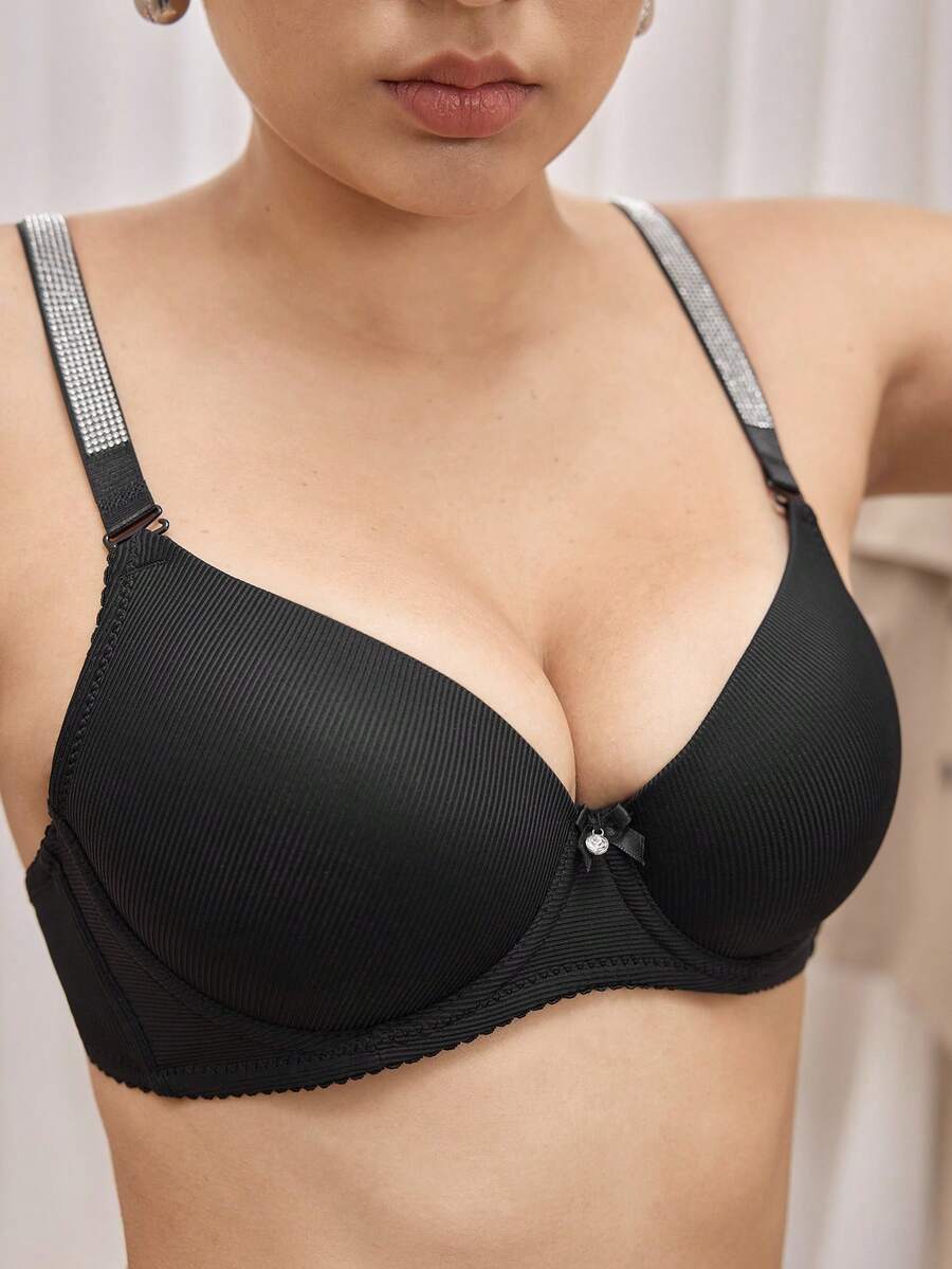 Bralution Áo ngực tôn tạo với nút thắt nơ và dây buộc - màu đen - Xem 1