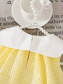 Cozy Pixies 2pcs/Set Baby Girl Floral Decor Collar Blouse & Ruffle Skort Outfit, Cute Sweet Fashion, Suitable For Countryside, Casual, Cute, Outings, Holidays, Multiple Occasions - Yellow - View 4