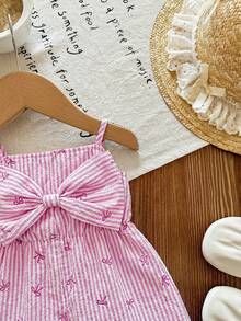 SHEIN 女童条纹连体裤 - 粉色 - 查看 6