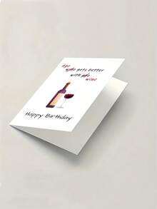 1PC Funny Wine Theme Birthday Card Wine Makes Life Better Greeting Card Premium Cardstock Red Purple Wine Glass Design For Family Friends Lover Husband Wife Coworker Birthday Celebration Wine Lover Gift Home Office Decor - multicolor - View 6