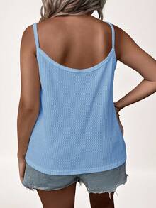 Comfylo Plus Size Women Solid Color Casual Versatile Camisole - Baby Blue - View 2