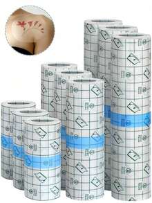 3 cuộn băng co giãn trong suốt chống thấm nước, băng dán mỏng trong suốt hình tròn, băng dính trong suốt, băng dán hình xăm khi tắm. - trắng - Xem 9