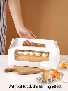 Set Of 10 Cake Roll Packaging Boxes With Transparent Windows-Ideal For Swiss Rolls, Cakes, Mousses, Towel Rolls, Pastries, And More. Perfect For Packaging Gifts For Weddings, Birthdays, Christmas, Halloween, And Other Holidays; Also Suitable For Storing Baking Supplies. - Multicolor - View 5