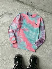 Manfinity VCAY Men's Tie-Dye Print Casual Long Sleeve T-Shirt, Fall - Pink - View 3