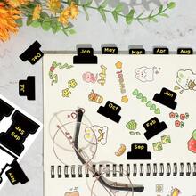 10 Sheets Adhesive Index Tabs, Writable Blank Monthly Planner Stickers, Double-Sided Bookmarks Note Labels, Removable Annotation Tags For Marking Classifying Organizing - Black-10 Sheets - View 4