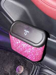1PC Rhinestone Car Trash Can Diamond Bling Vehicle Garbage Organizer Portable Auto Interior Storage Container For Car Van Suv Truck Home Office Desk Small Waste Bin Car Accessories Decorative Essentials - Multicolor - View 7