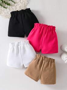 SHEIN 4pcs Baby Girls' Casual Comfortable Versatile Bottoms, Suitable For Outings In Spring/Summer - Multicolor - View 2