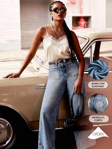 Daynim High Waist Wide Leg Jeans - Medium Wash - View 8