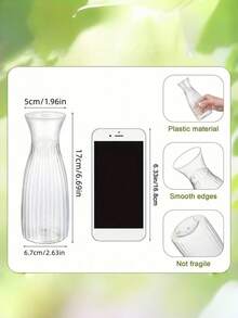 SHEIN 5 10 12 Pieces Plastic Striped Vase Set Transparent Floral Arrangement Handmade For Various Bouquets And DIY Decoration Holiday Home Decor Desktop Wedding Party Display - A - View 6