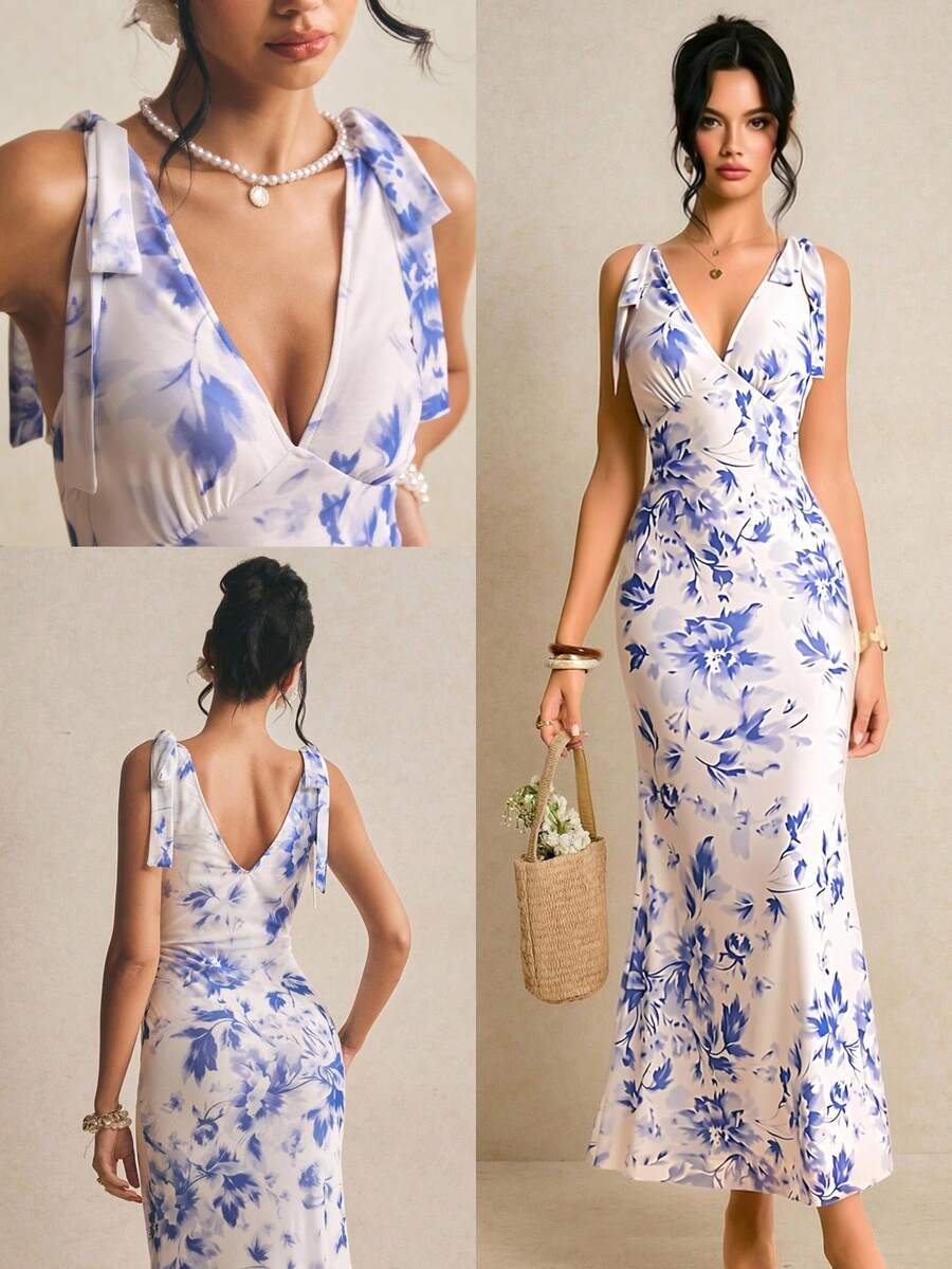 Women's Floral Print Sleeveless Twist Front Elegant Dress,Floral Formal Dresses For Women,Spring Wedding Dress Guest Women,Rehearsal Dinner Dress Guest,Proposal Dresses For Women,Summer 2026 Outfits,Latest Dress For Women New Arrival,Summer Outfit,Summer Outfits Aesthetic,Summer Outfit Ideas,Graduation Dress,Beach Holiday Dress,Holiday Date Outfits,Wedding Party Dress,Summer Dresses For Women