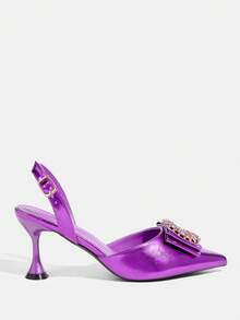 CUCCOO TILAWA Elegant Minimalist Green Pointed Toe Mid Heel Pumps, Suitable For Work, Dates, And Formal Occasions - Purple - View 2