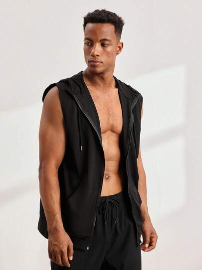 Driftmere 男士无袖连帽T恤，夏季休闲运动百搭背心