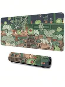 1PC Extra Large Mouse Pad Frog Family Design Gaming Desk Pad Big Keyboard Mat Washable Rubber Non Slip Base Stitched Edges Multi Size Available Computer Keyboard Pad Laptop Pad Desk Protector Office Study Mat Gift Choice - Little Frog Family - View 2